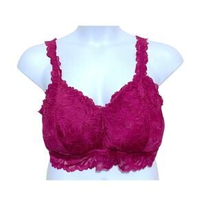 Maurices Fuchsia Pink Lace Bralette 3X Racerback Padded Sexy Barbie Flirty NWT